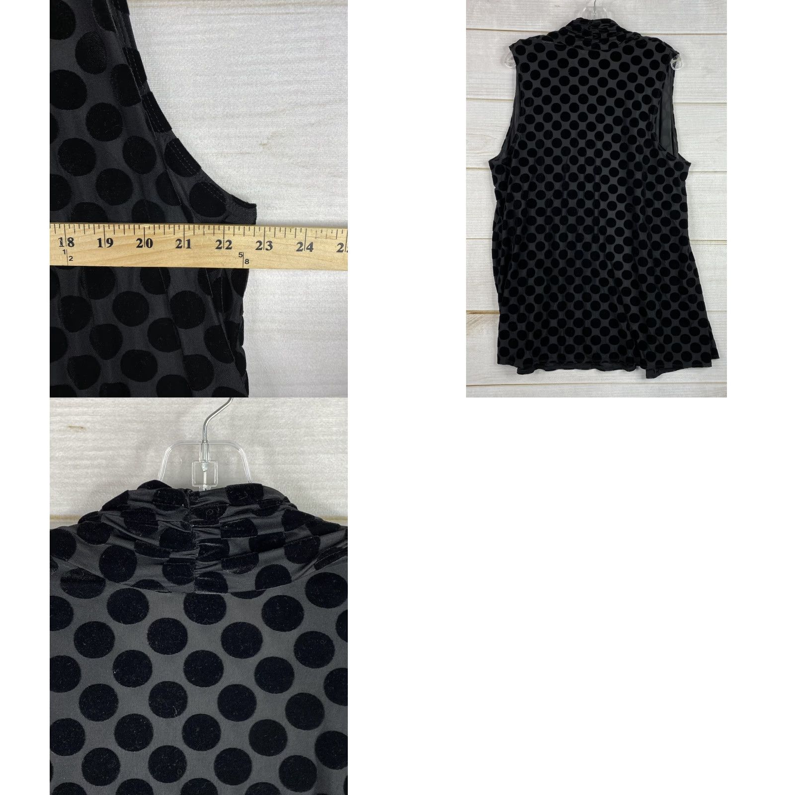 Vintage Susan Graver Cardigan Womens L Black Polka Dot Velvet Stretch Sleeveless Stetch Vintage No Size L / US 10 / IT 46 - 8 Thumbnail