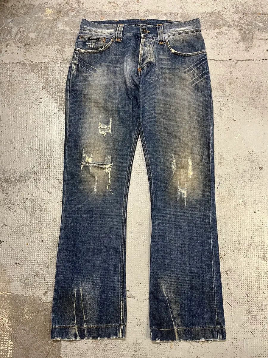 Dolce & Gabbana 2000s Dolce & Gabbana Distressed Blue Denim Jeans Size US 32 / EU 48 - 5 Thumbnail