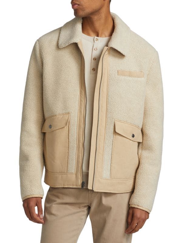 image of Saks Fifth Avenue Saks 5Th Avenue Beige Bomber Jacket, Men's (Size Medium)