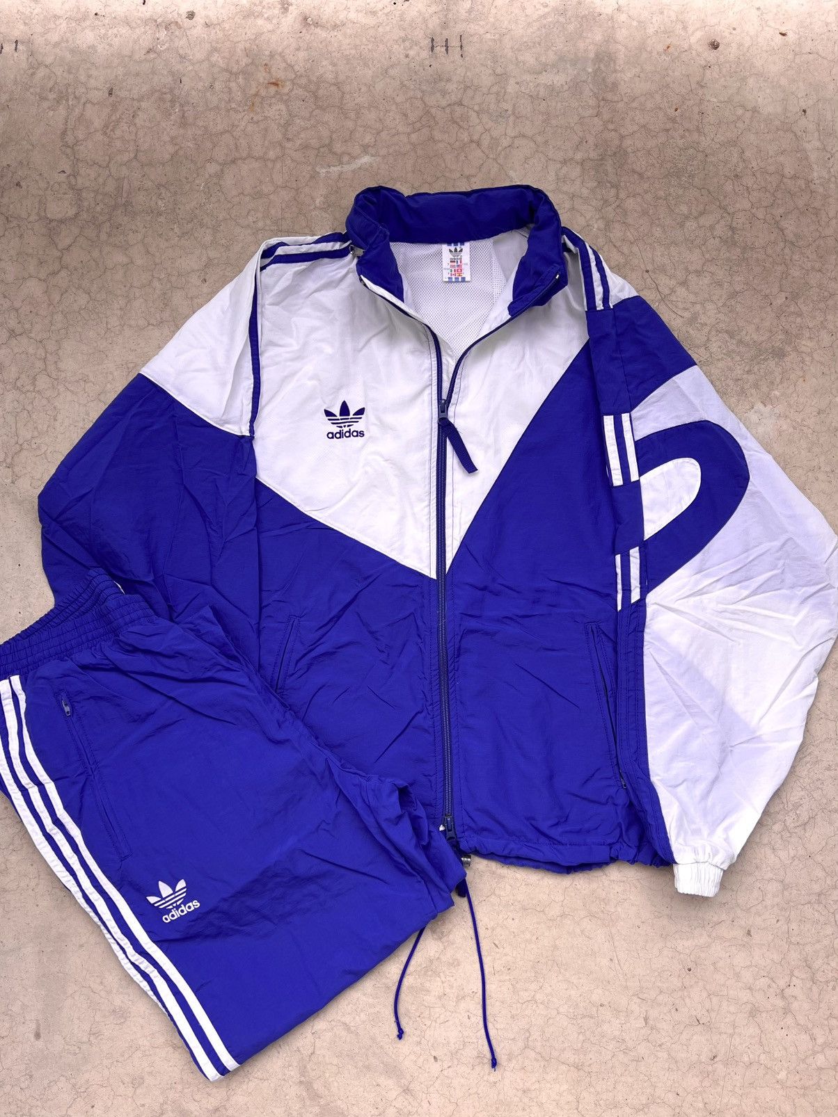 Adidas 80s Adidas Track Suit Pants Jacket Set Vintage Gabber Rare 