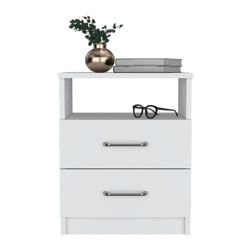 Designer × Homemade Nightstand Olienza, Two Drawers, One Shelf, White Finish Size US L / EU 52-54 / 3 - 5 Thumbnail