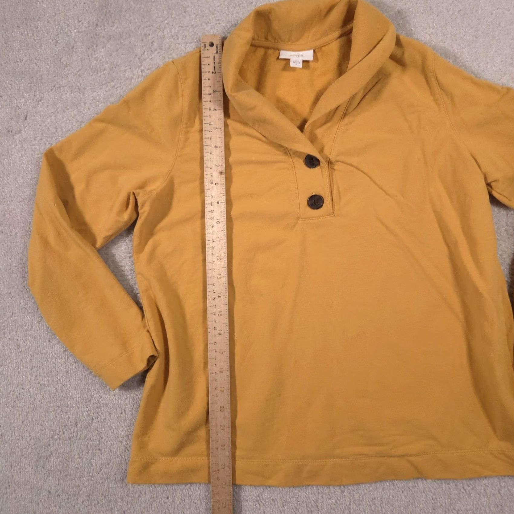 Vintage Pure Jill Shirt Womens M Yellow Cowl Neck Long Sleeve Button Stretch Top Size M / US 6-8 / IT 42-44 - 6 Thumbnail