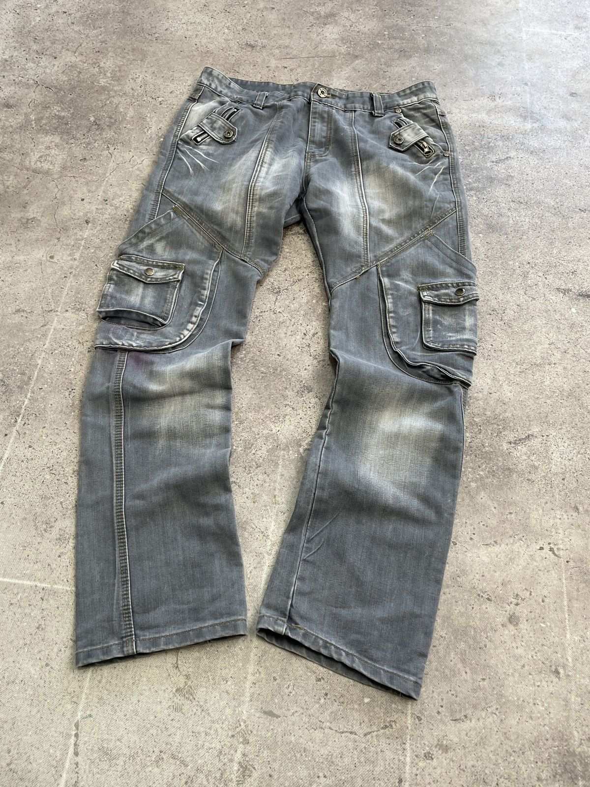 Vintage Balenciaga Style Distressed Y2K Cargo Jeans Pants