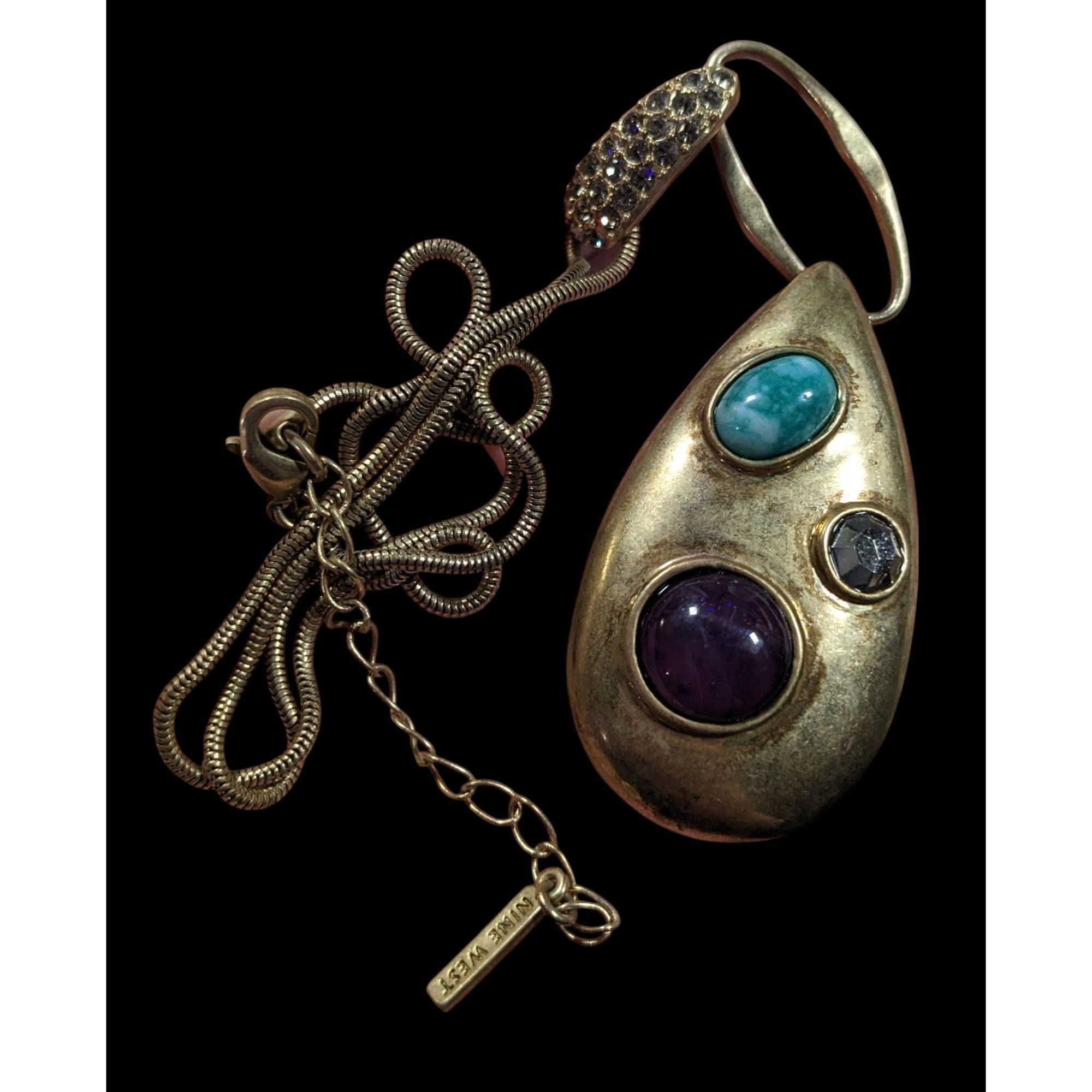 Nine West Nine West Elegant Glam Gold Tone Teardrop Gemstone Necklace Size ONE SIZE - 9 Thumbnail