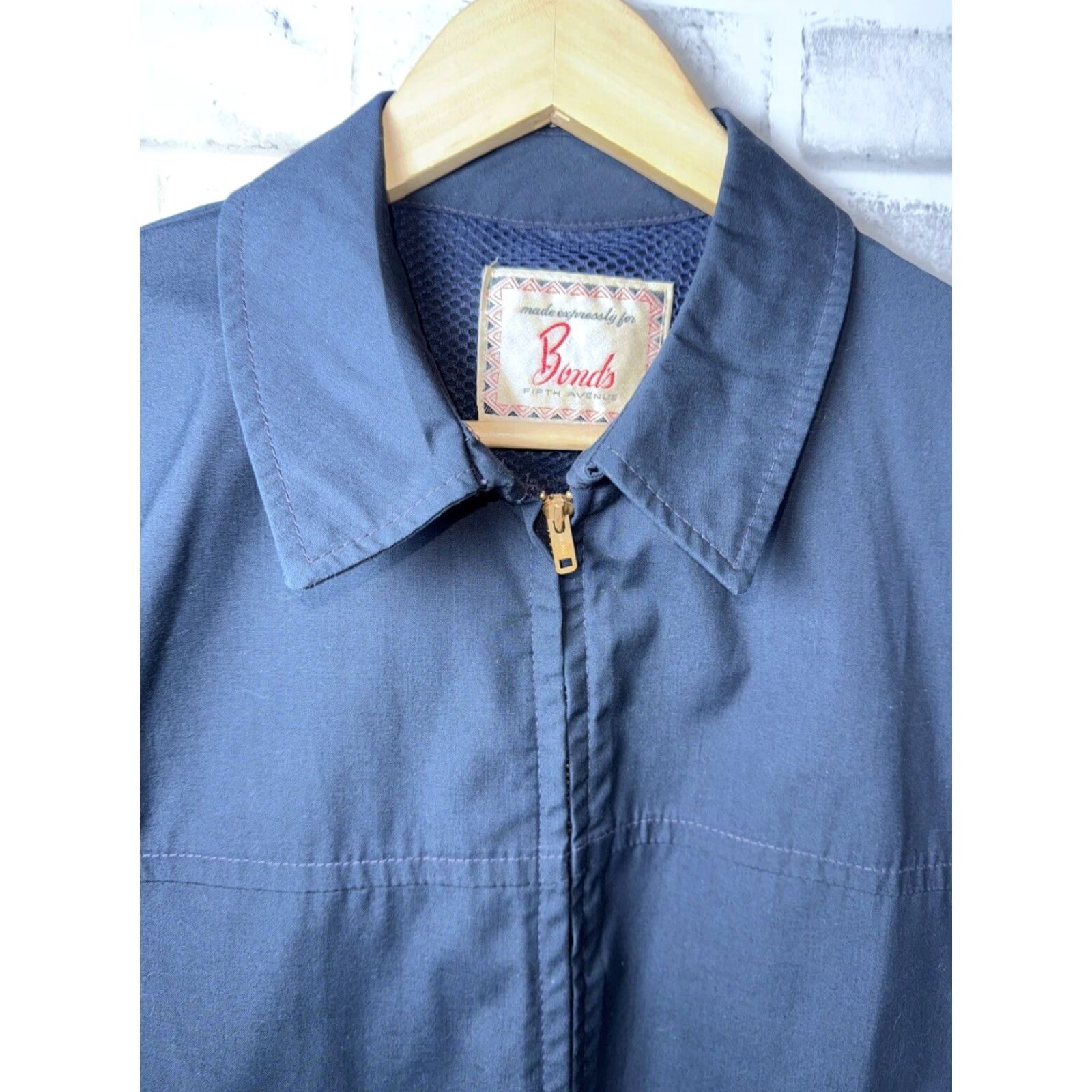 Avenue VINTAGE NAVY Men's Casual Jacket 40 Blue Cotton Blend 80s Retro Classic Size US XXS / EU 40 - 3 Thumbnail