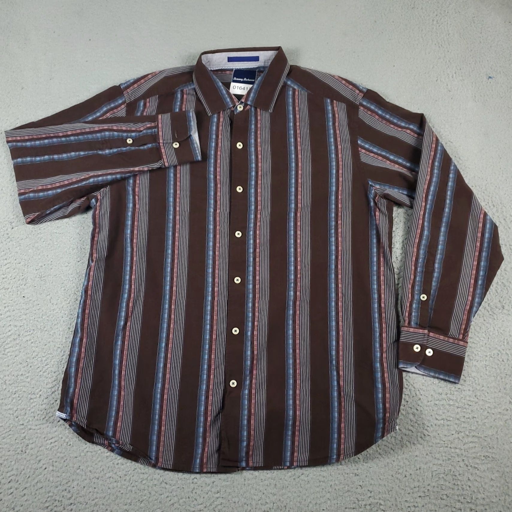 Tommy Bahama Tommy Bahama Shirt Mens Size L Brown Blue Striped Button-Up Long Sleeve Size US L / EU 52-54 / 3 - 2 Thumbnail