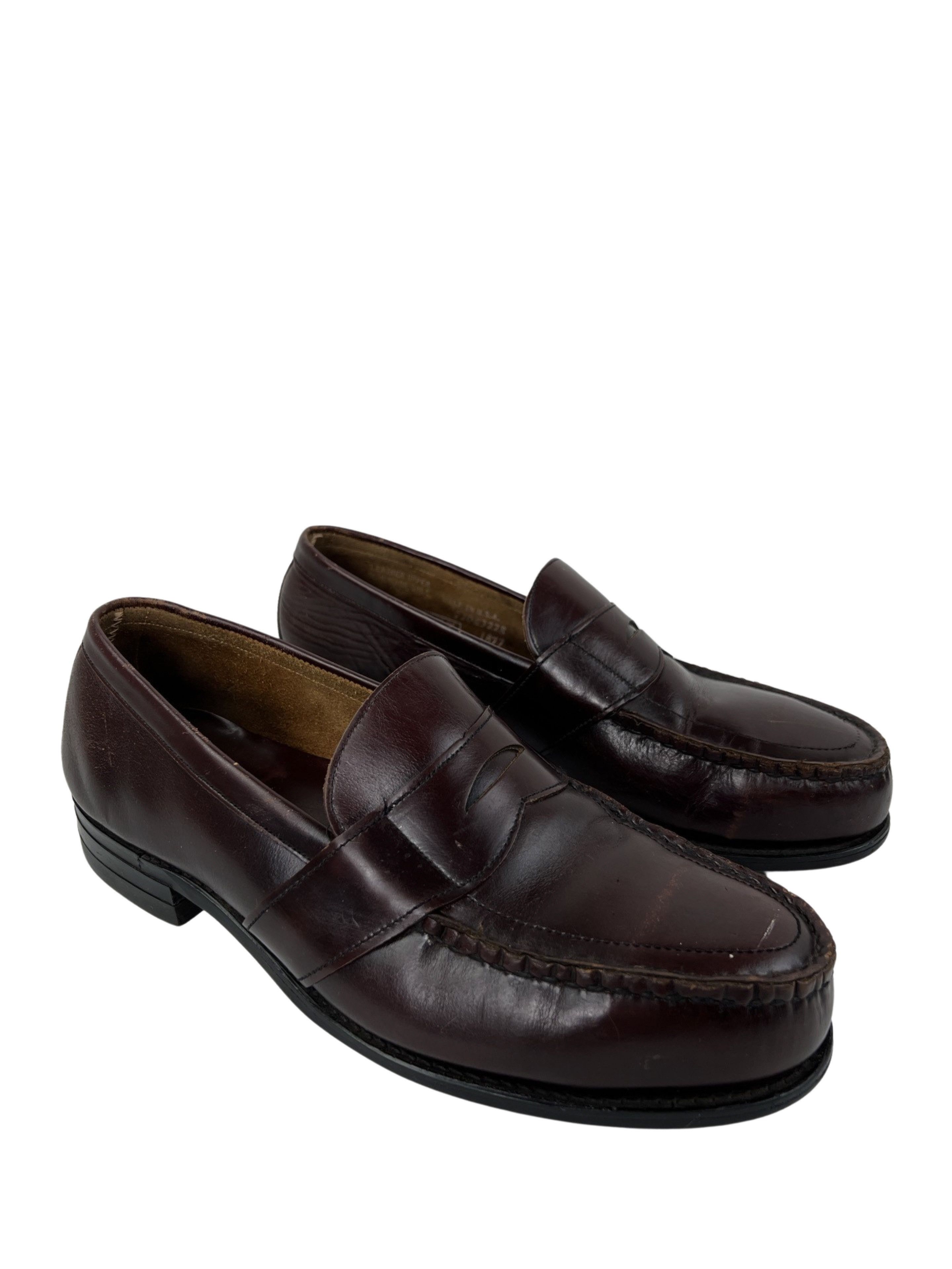 image of Avant Garde x Made In USA Vintage 90's Burgundy Leather Loafers Steel Toe Shoes, Men's