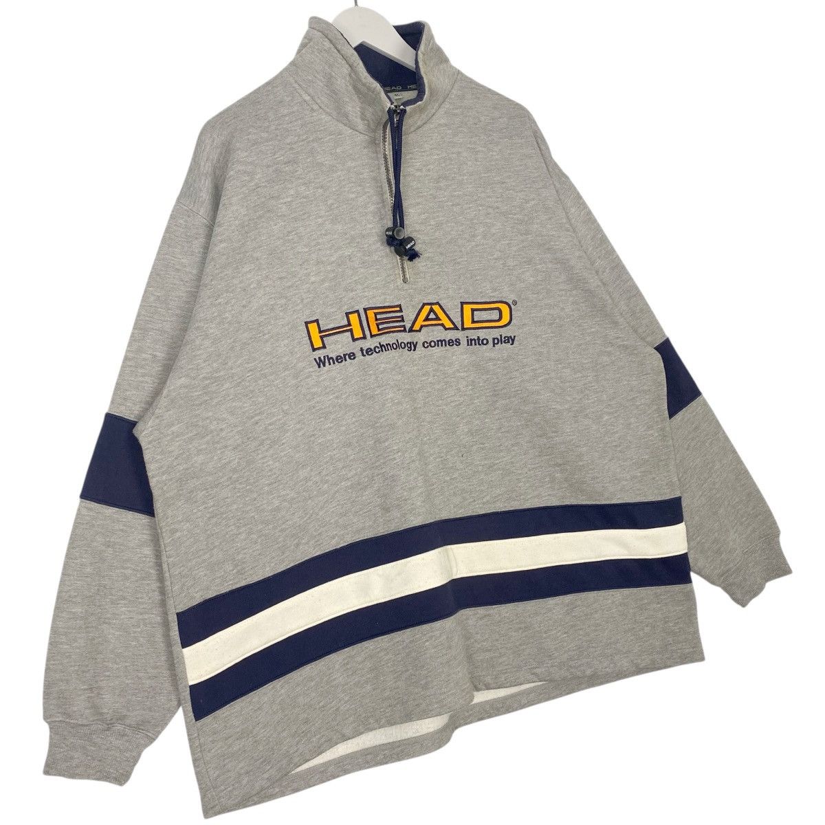 Vintage Vintage Head Half Zip Sweatshirt Grey Big Logo Embroidery 4L Size US L / EU 52-54 / 3 - 3 Thumbnail