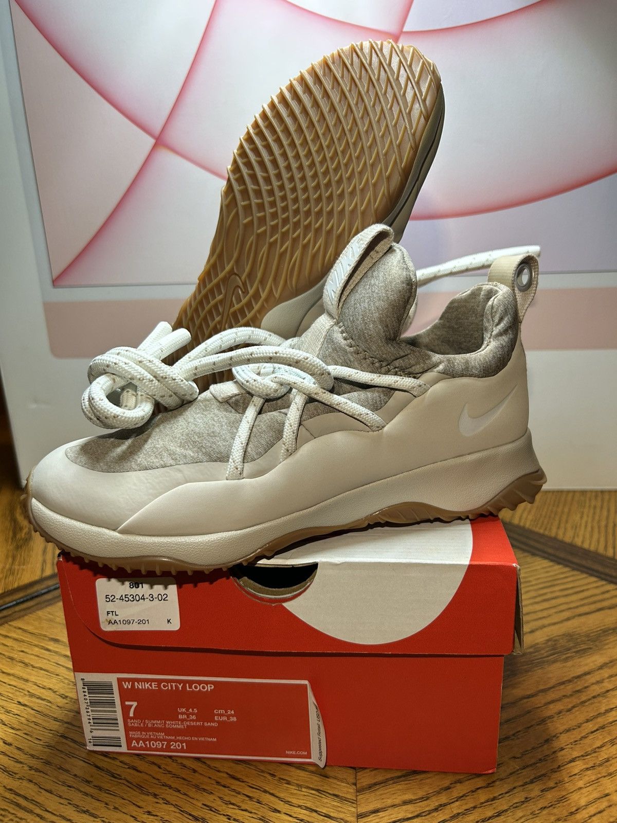 Nike Size 7- Nike City Loop Running Shoes Desert Sand White-Gum Size US 7 / IT 37 - 1 Thumbnail