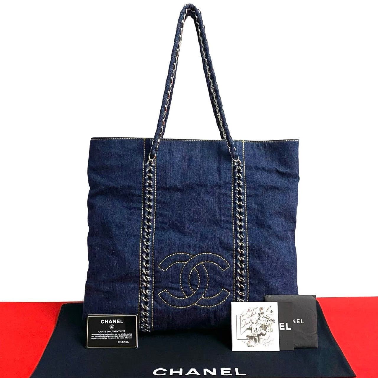 Chanel Tote Bag Blue Denim