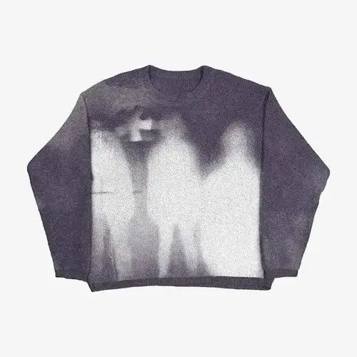 Japanese Brand × Vintage Y2K people fuzzy pattern printed sweater round neck leisu Size US M / EU 48-50 / 2 - 3 Thumbnail