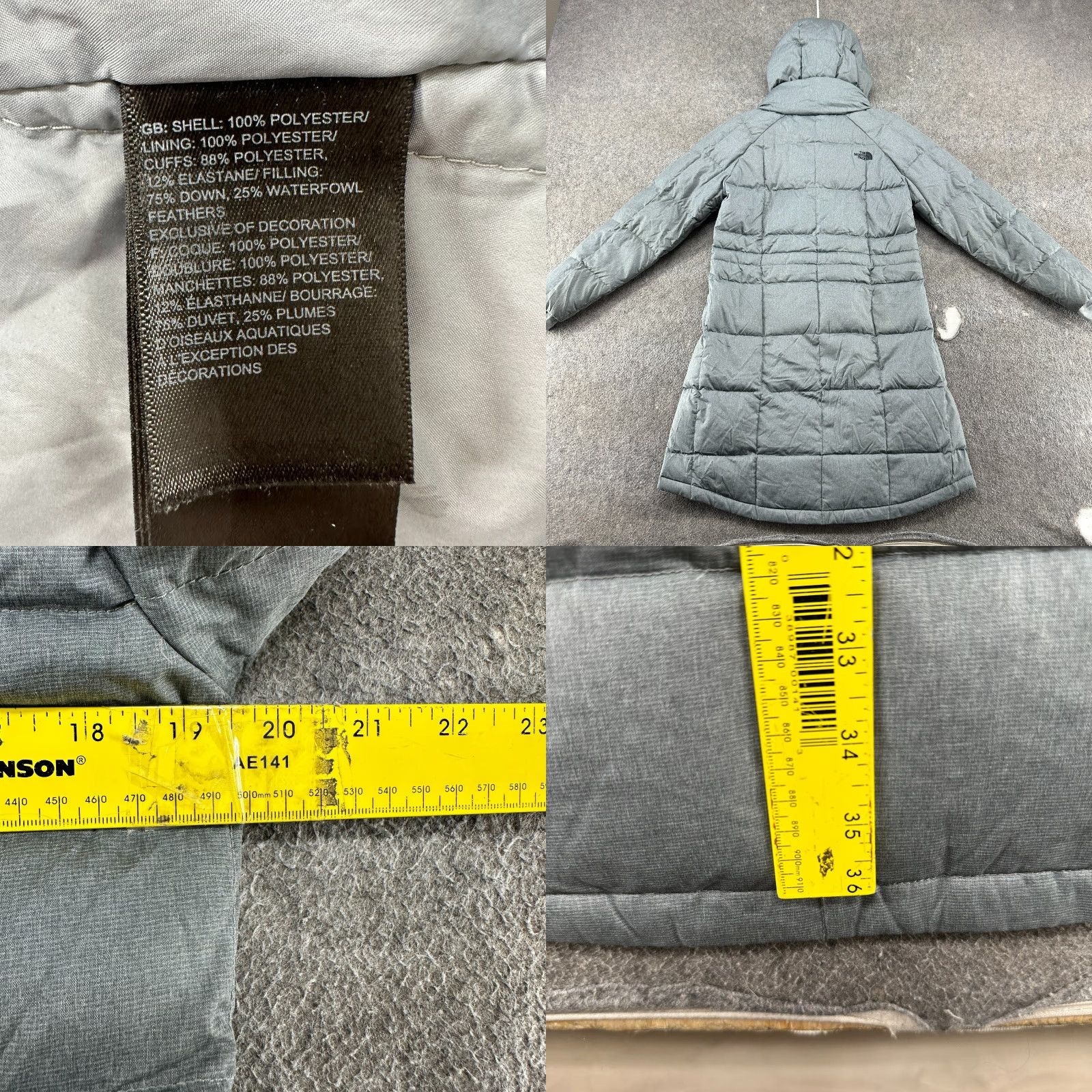 The North Face The North Face Jacket Womens Small Gray Puffer Hooded Insulated Long Acropolis 550 Down Size S / US 4 / IT 40 - 9 Thumbnail