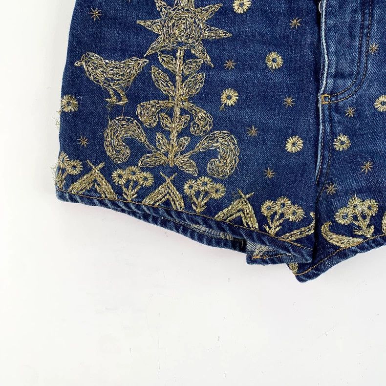 Dior Dark blue floral embroidered cotton casual denim shor