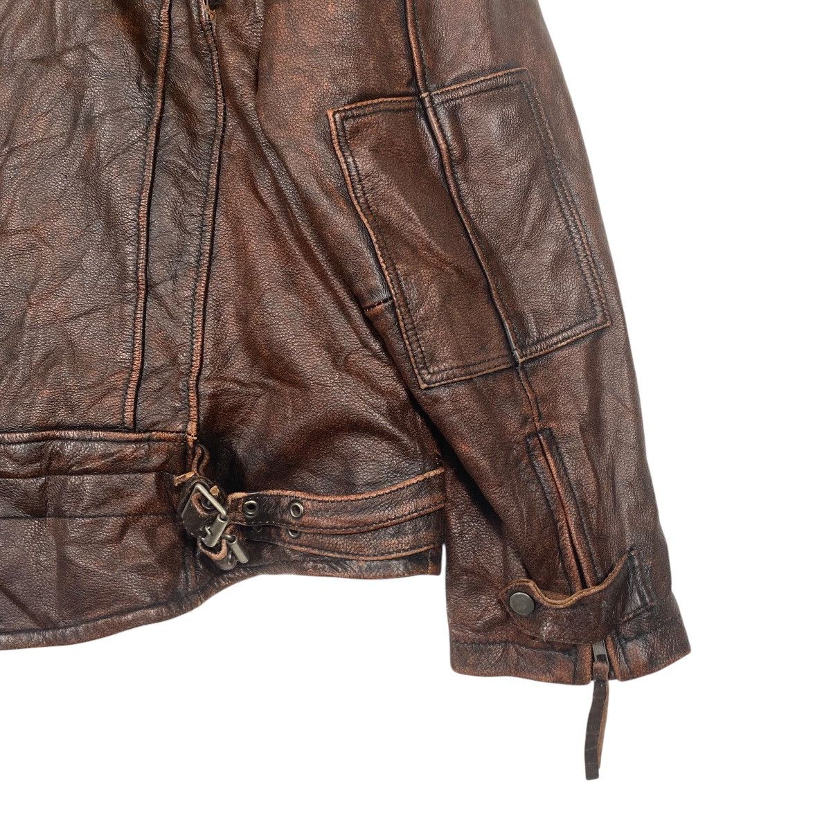 Genuine Leather × Leather Vintage Fortime Fashion Leather Zipper Jacket Size US XL / EU 56 / 4 - 11 Thumbnail
