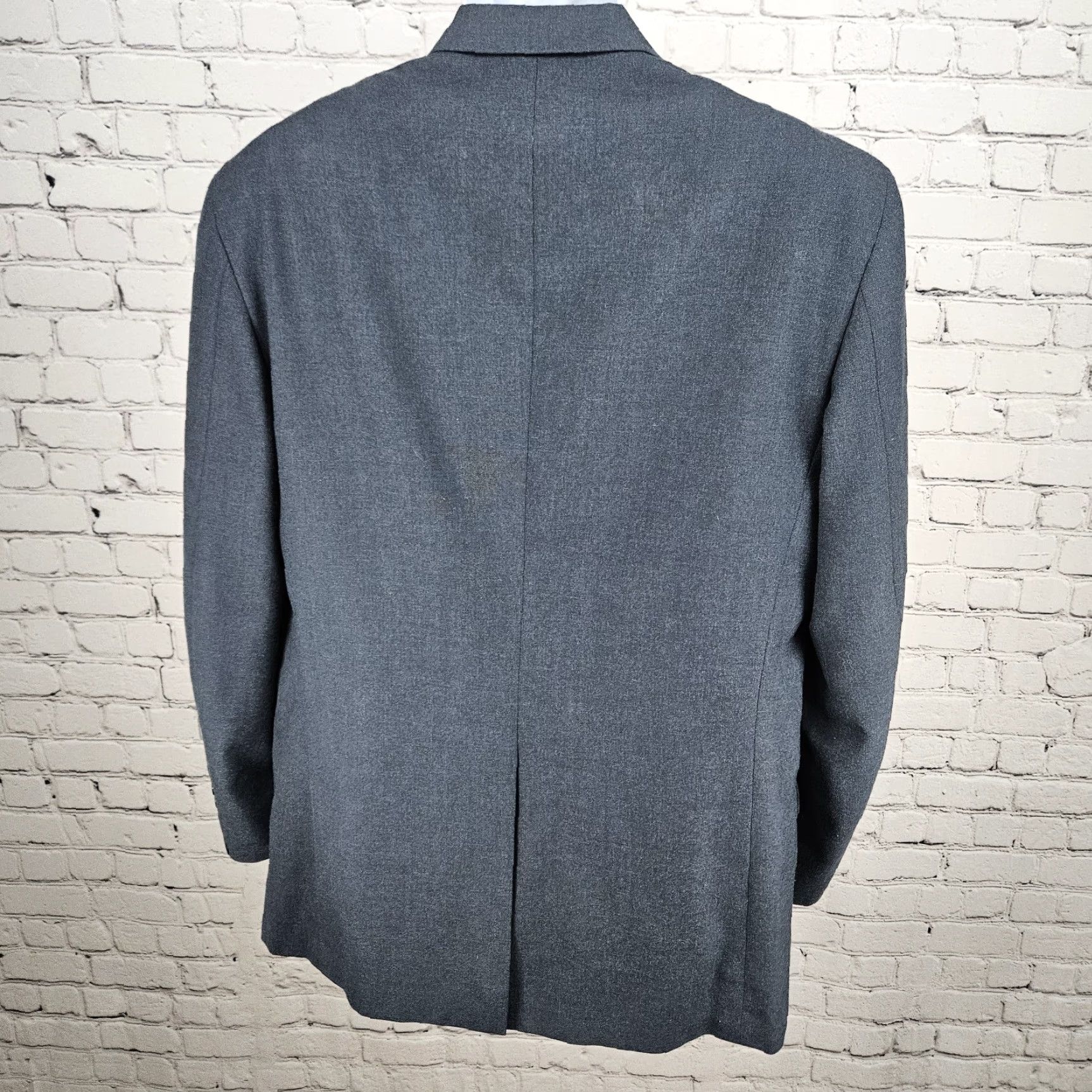 Brooks VINTAGE Christian Brooks Blazer Sport Coat Blue 2 Button Notch Single-Vented 42 XL Mens Size 42R - 2 Thumbnail