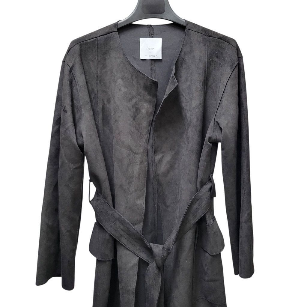 Mango MNG Basics/MANGO Women's Collarless Belted Faux Suede Black Size XS / US 0-2 / IT 36-38 - 6 Thumbnail