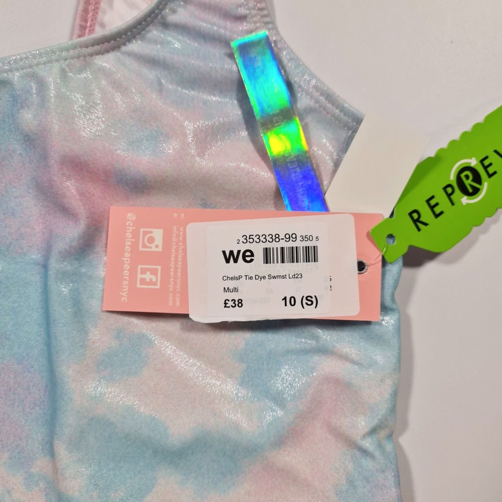 Vintage Chelsea Peers Womens One Piece Swimsuit Pink Tie Dye Glitter Small Size ONE SIZE - 3 Thumbnail
