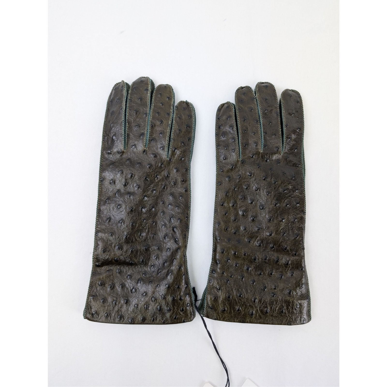 Bottega Veneta o1rshd1 Q:2/ Size:8/ Emboss Ostrich Leather Gloves Seaweed Size ONE SIZE - 1 Thumbnail