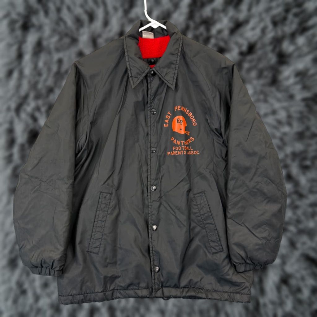 Vintage VINTAGE College Lane Jacket Men's Small Black 80s Varsity Nylon Lined Button Snap casual Athletic Sports Size US S / EU 44-46 / 1 - 1 Thumbnail