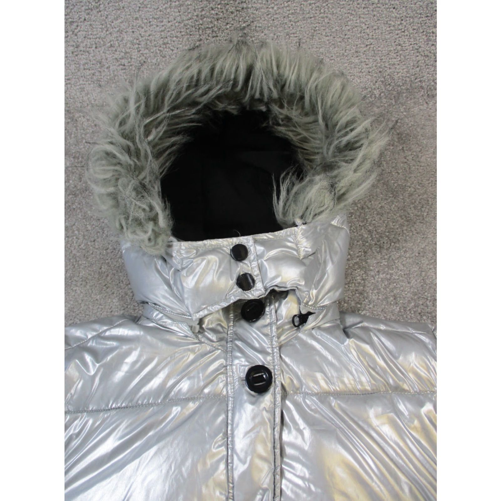 Diesel Diesel Jacket Womens 14 Gray Silver Insulated Puffer Parka - Medium - Silver - Button Zipper - Regular Fit - Women - Coat/Outerwear Size XL / US 12-14 / IT 48-50 - 2 Thumbnail