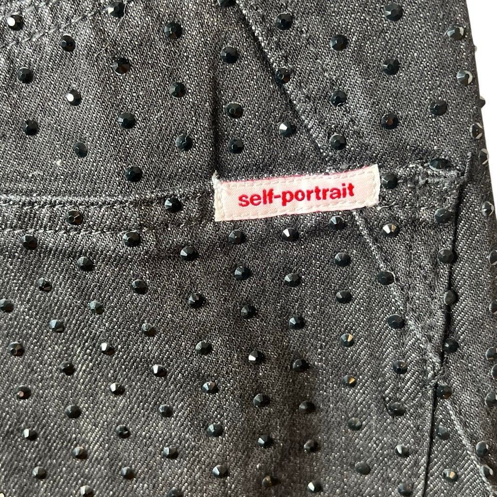 Self-Portrait Self-Portrait Black Rhinestone Embellished Straight Denim Jeans Size 26 Size 26" / US 2 / IT 38 - 14 Thumbnail