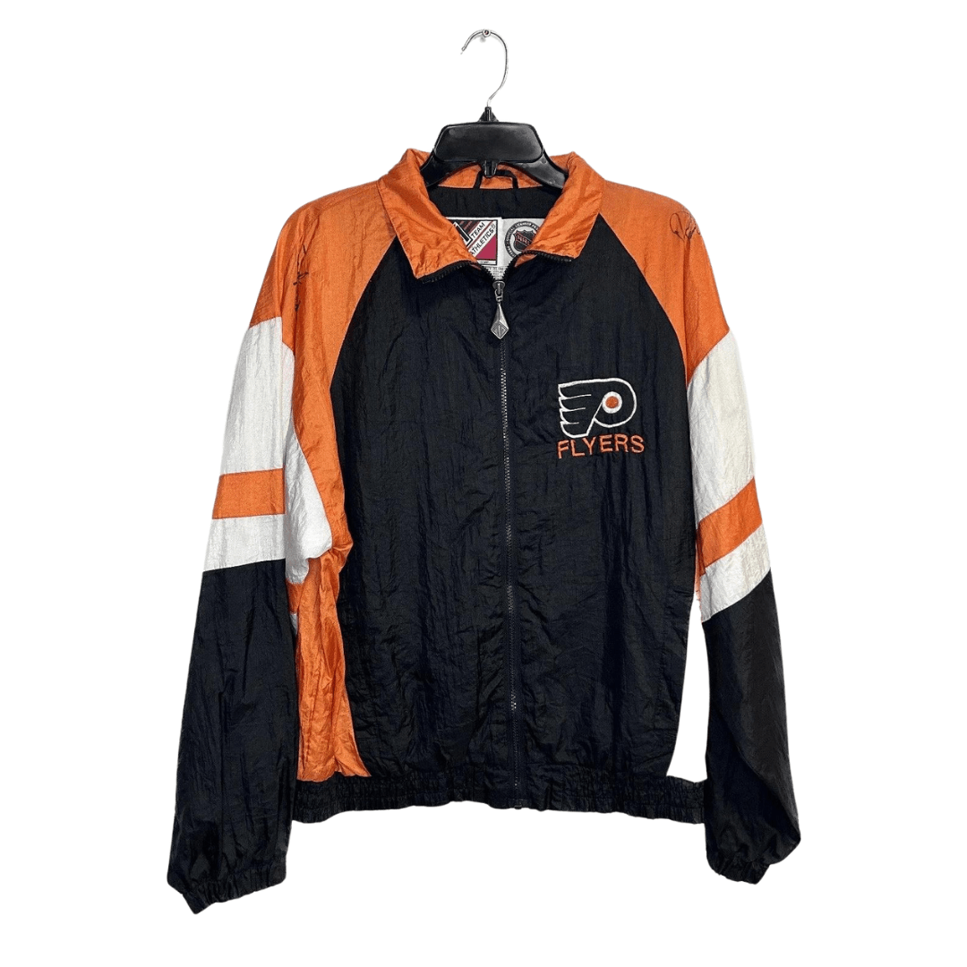 image of Vintage Nhl: Autographed Philadelphia Flyers Windbreaker in Orange, Men's (Size XL)