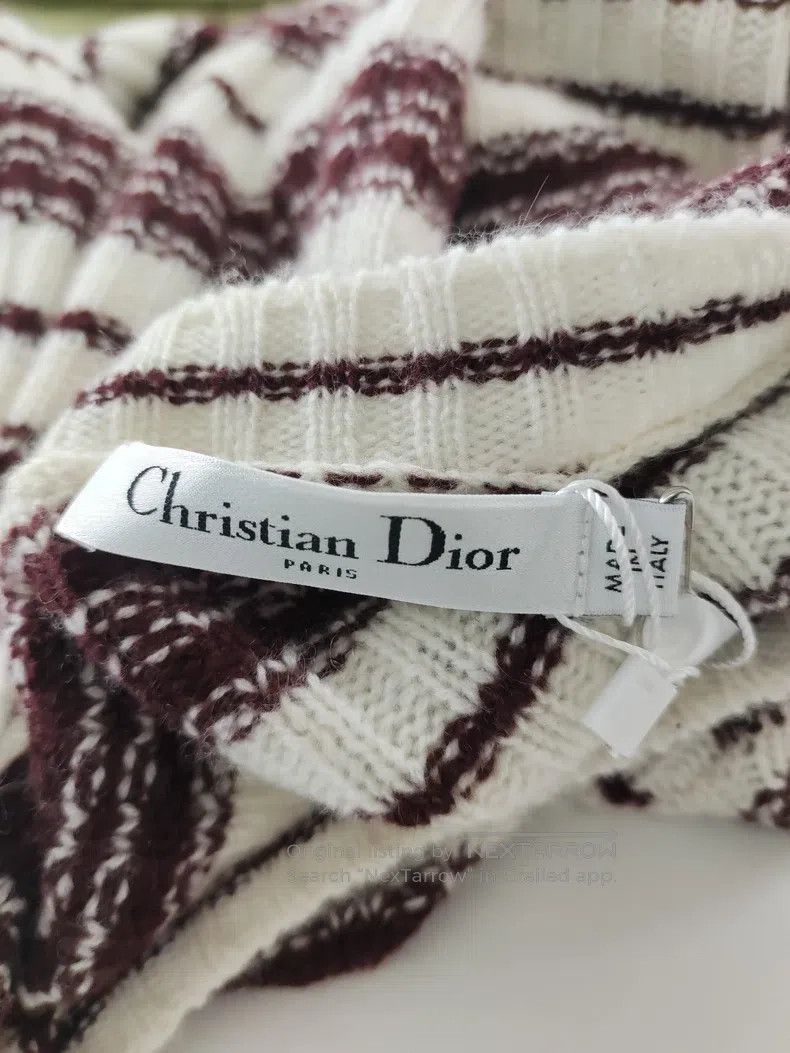 Dior Dior Wine red and white striped cashmere sweater Size XS / US 0-2 / IT 36-38 - 3 Thumbnail