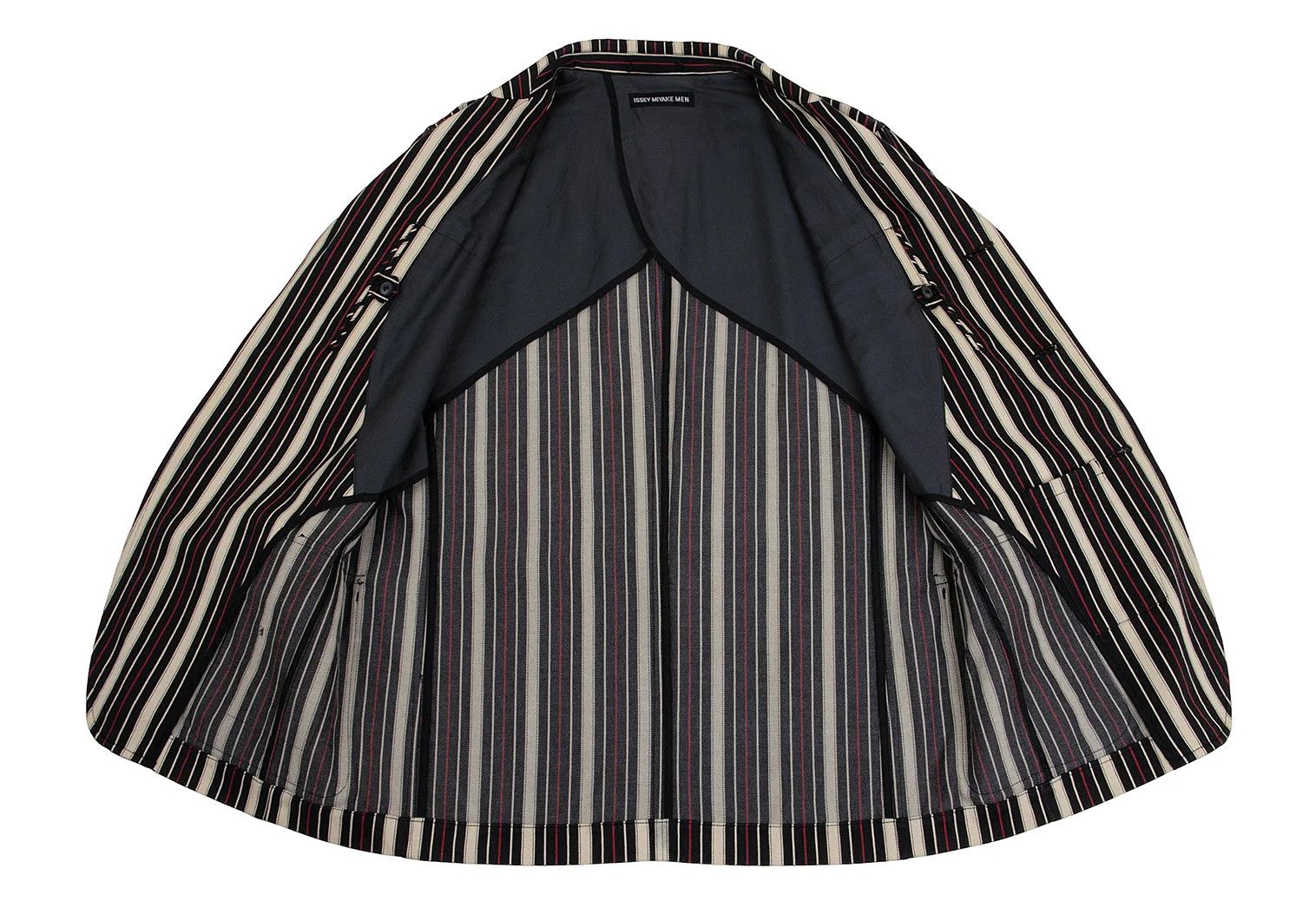 Issey Miyake Striped 3B Cotton Jacket in Black, Beige, and Red Size US XL / EU 56 / 4 - 14 Thumbnail