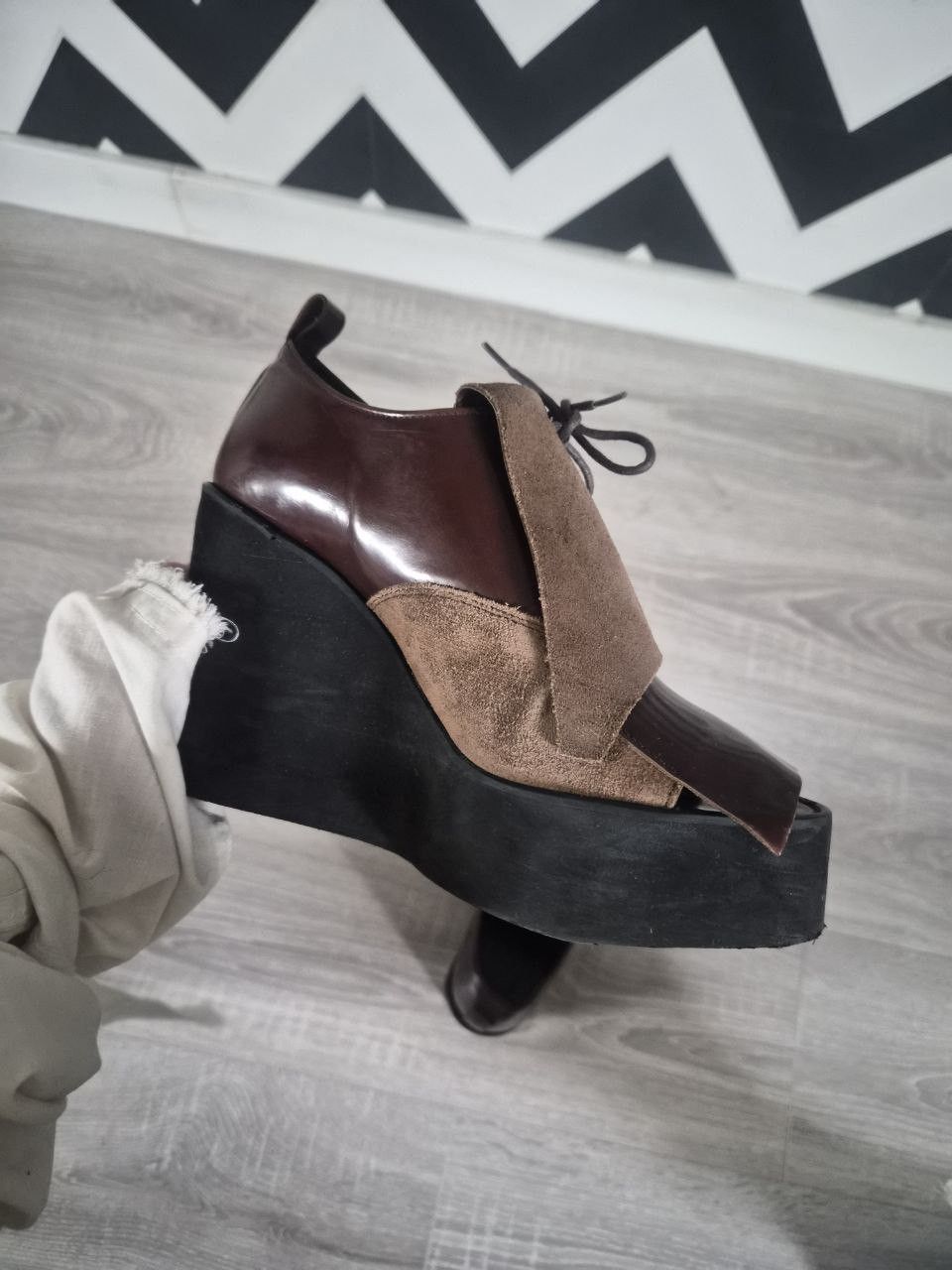 Japanese Brand Koji Kuga RARE Platform Archive 90s Leather Shoes Size US 7.5 / IT 37.5 - 7 Thumbnail