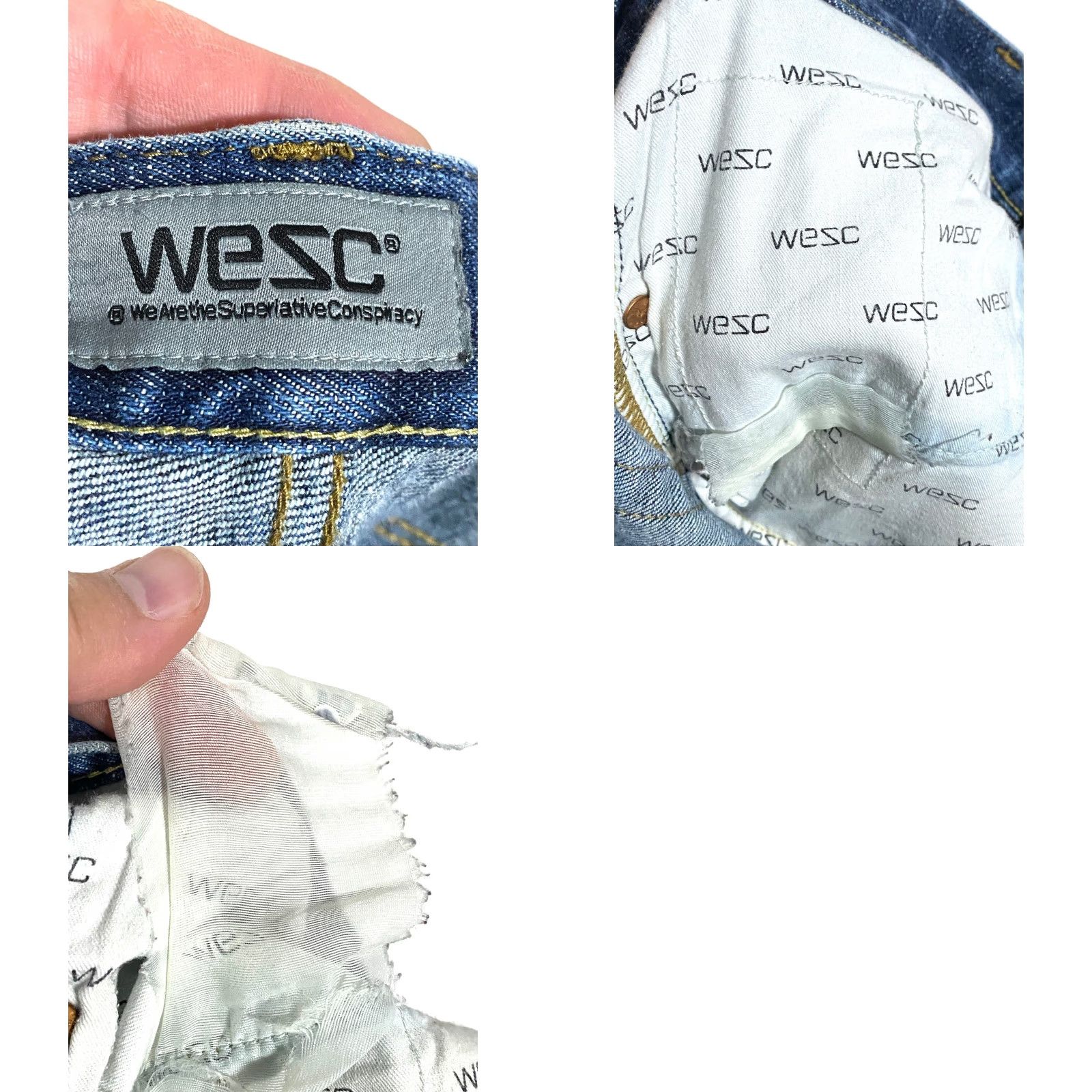 WeSC WESC Jeans Button Fly Dark Wash Straight Leg Mens 36x31 Normcore Capsule Casual Denim 5-Pocket Design White? Size US 36 / EU 52 - 8 Thumbnail