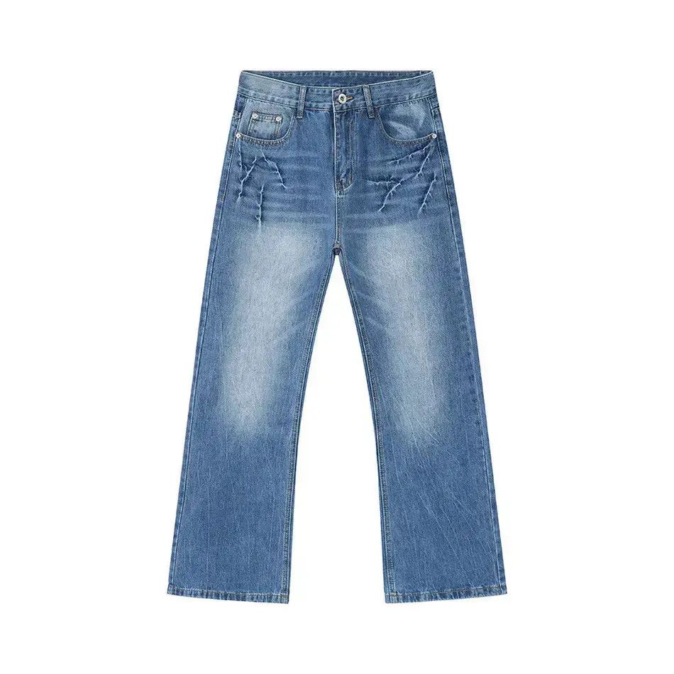 Japanese Brand Retro loose cracked micro flared jeans Size US 32 / EU 48 - 6 Thumbnail