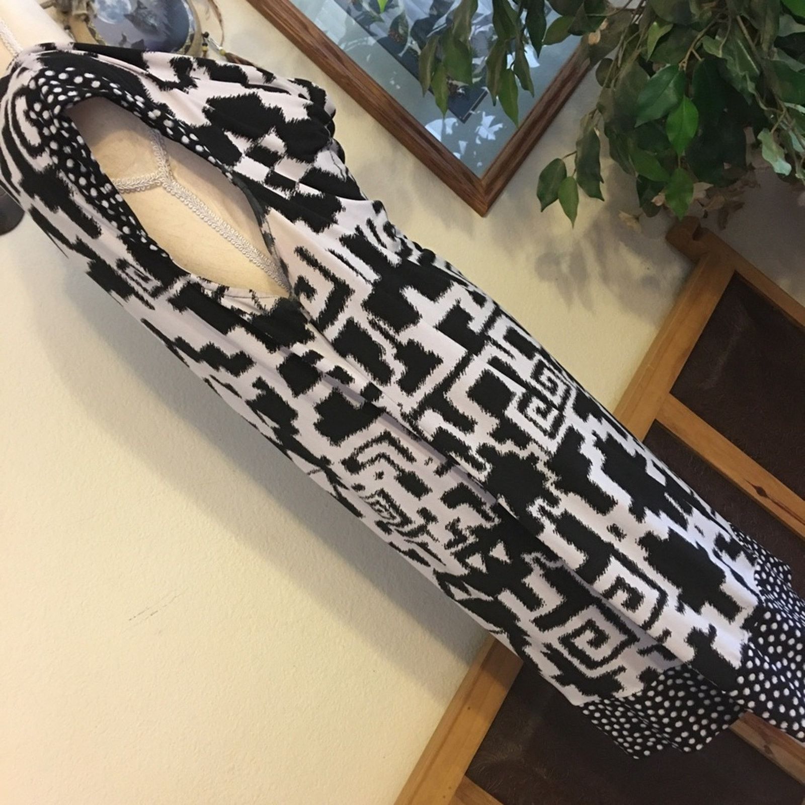 Alfani Alfani geometric print black/white tunic top dress Size XL / US 12-14 / IT 48-50 - 4 Thumbnail