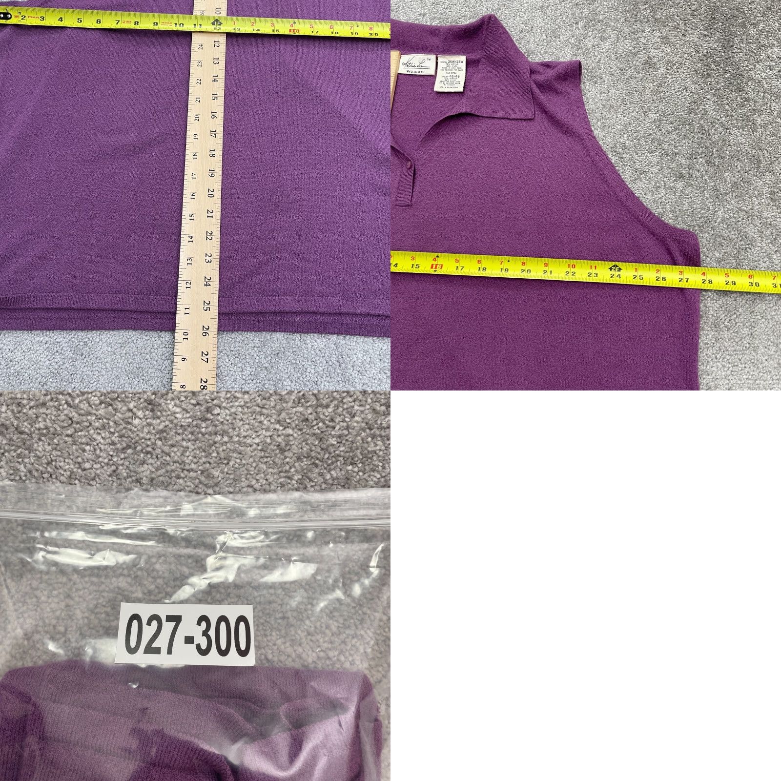 Lee Kathie Lee Sweater Vest Plus Size 26W Purple Sleeveless Collared Knit Casual Womens Size 4XL / US 24-26 - 8 Thumbnail
