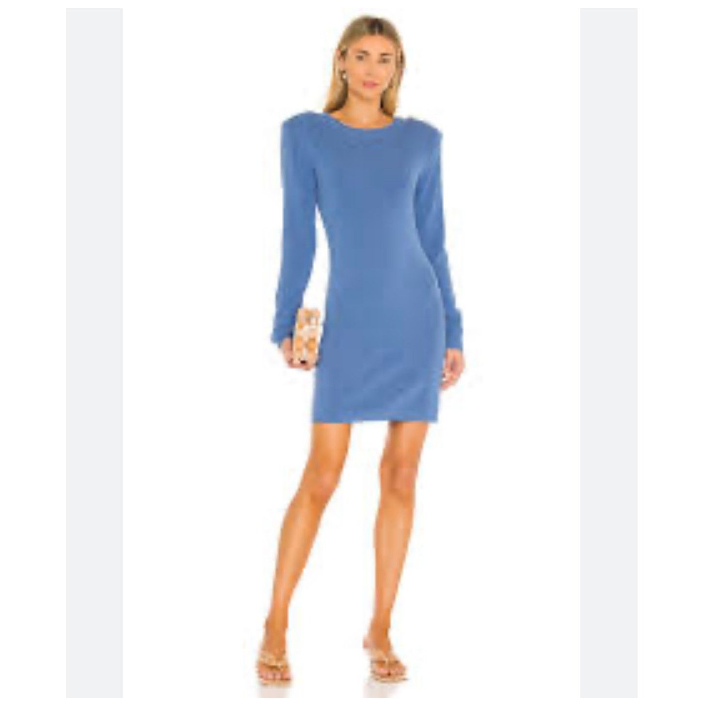 image of Lagence Sweater Dress Blue Stretch Jewel Neck Ribbed S New, Women's (Size Small)