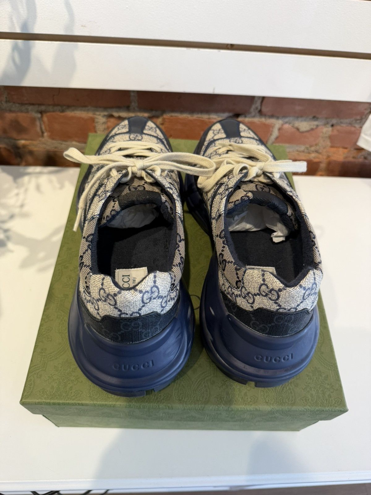 Gucci Gucci Rhyton Monogram Navy Sneakers Size US 11.5 / EU 44-45 - 6 Thumbnail