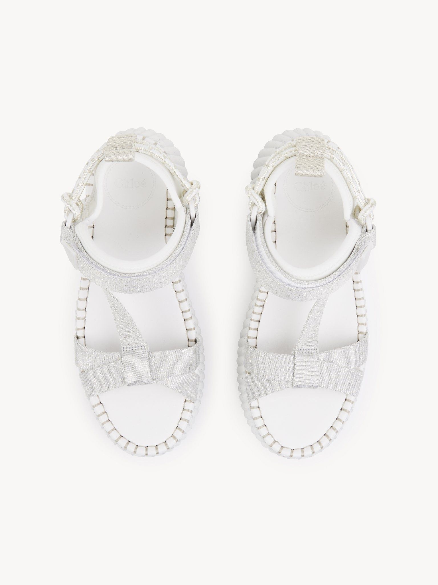 Chloe oc11z0625 Nama Wedge Sandals in Silver/White Size US 9 / IT 39 - 3 Thumbnail