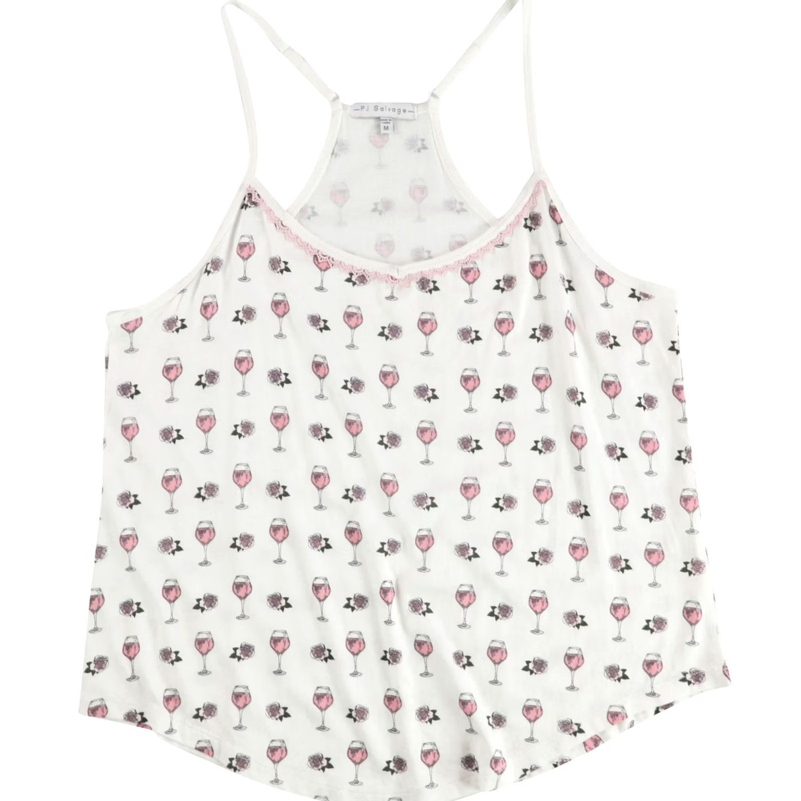 Vintage VINTAGE P.J. Salvage Womens Wine & Roses Pajama Sleep Tank Top, whitepink, M Size M / US 6-8 / IT 42-44 - 2 Thumbnail