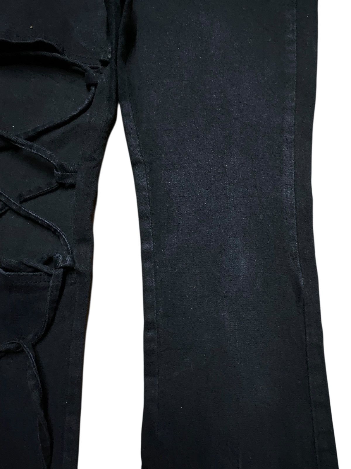 Japanese Brand Vintage Japanese Brand Black Denim lace Up knee Flare Jeans Size US 27 - 8 Thumbnail