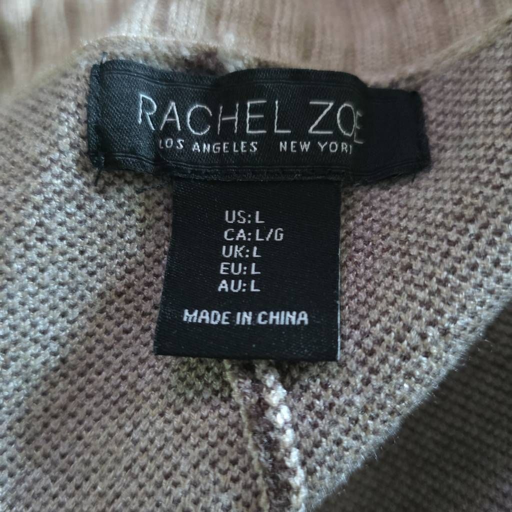 Rachel Zoe Rachel Zoe Women's Size Large Brown Tan Block Soft Cardigan Size L / US 10 / IT 46 - 2 Thumbnail