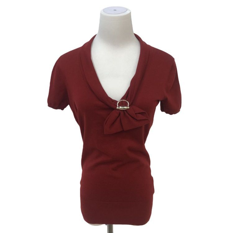 Gucci Gucci Red Knit Metal Ring Short Sleeve Sweater Size M Size M / US 6-8 / IT 42-44 - 1 Thumbnail