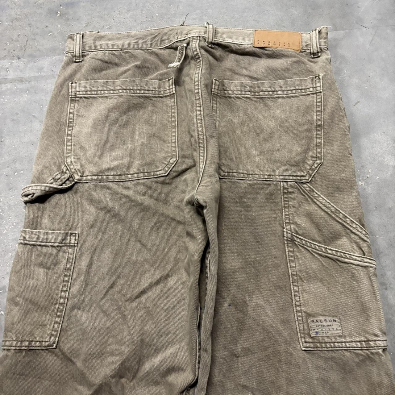 Japanese Brand × Vintage Crazy Vintage Y2K/2000s Baggy Faded Washed Khaki Streetwear Carpenter Pants! Size US 32 / EU 48 - 7 Thumbnail