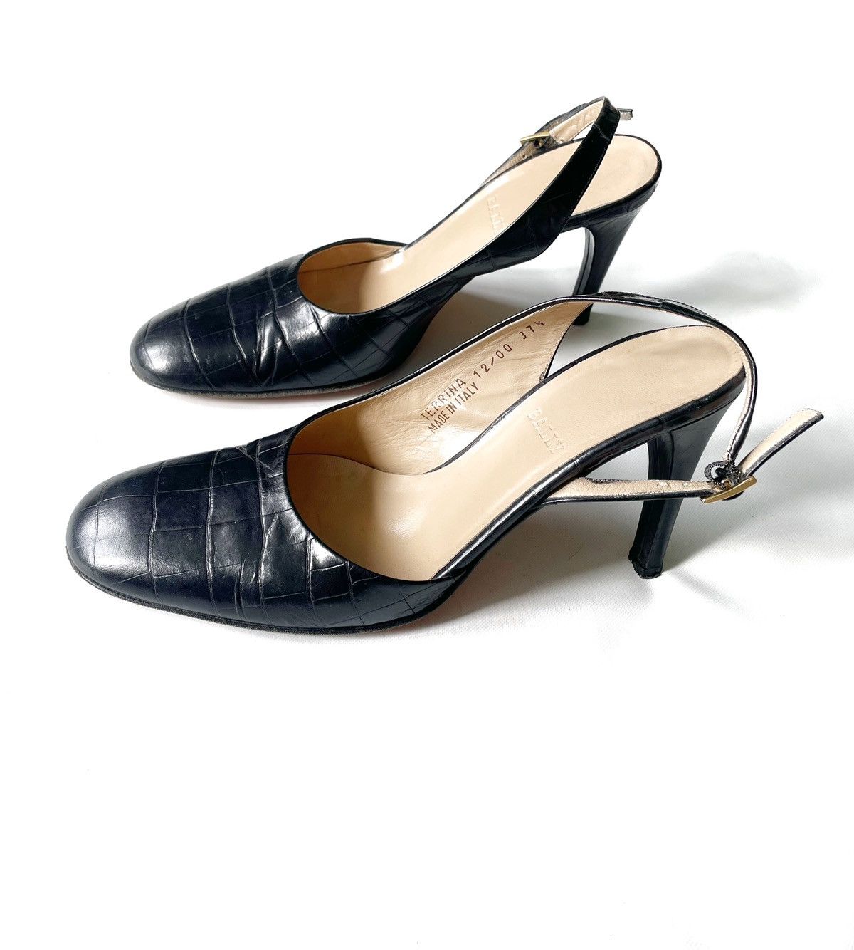 Bally Bally Terrina Women Croc Style Leather Heels Size 37.5 Italy Size US 7.5 / IT 37.5 - 2 Thumbnail