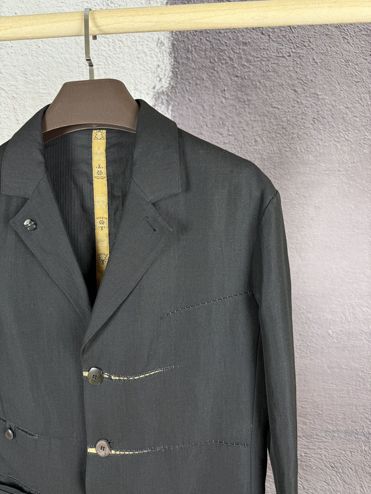 Marithe + Francois Girbaud Marithe Francois Girbaud black ramie wool avant garde blazer Size 42R - 4 Thumbnail