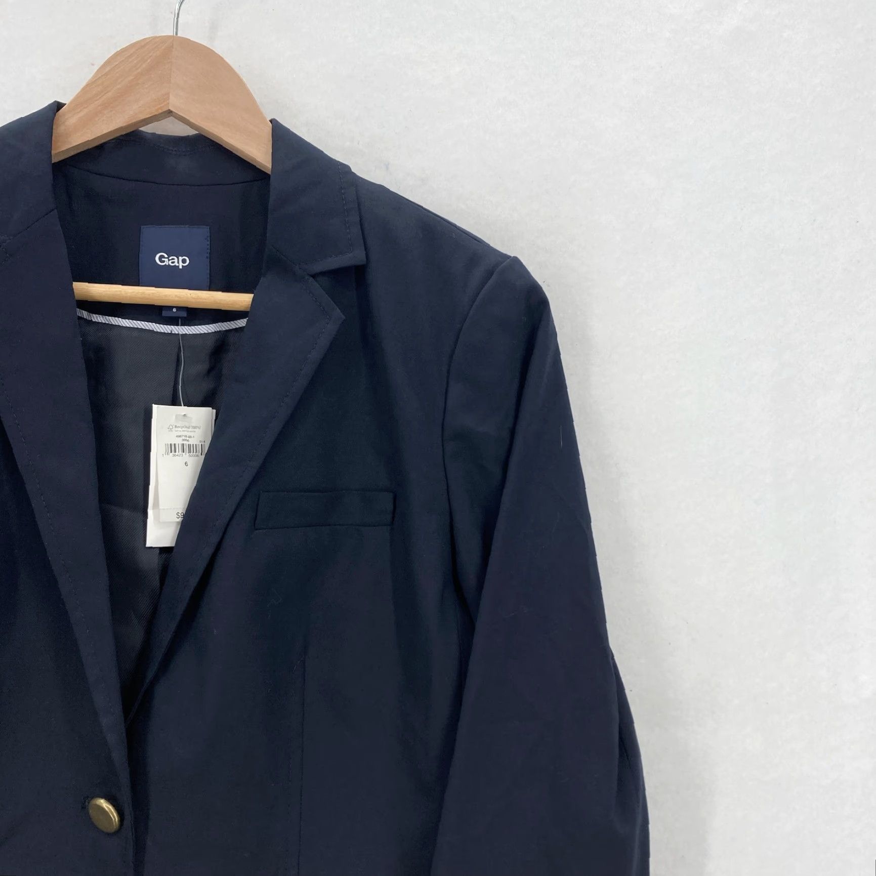 Gap Gap Blazer Womens 6 Navy Wool Blend 2 Button Lined Tailored Jacket Office Work Ladies Long Sleeve Regular Fit Size M / US 6-8 / IT 42-44 - 2 Thumbnail