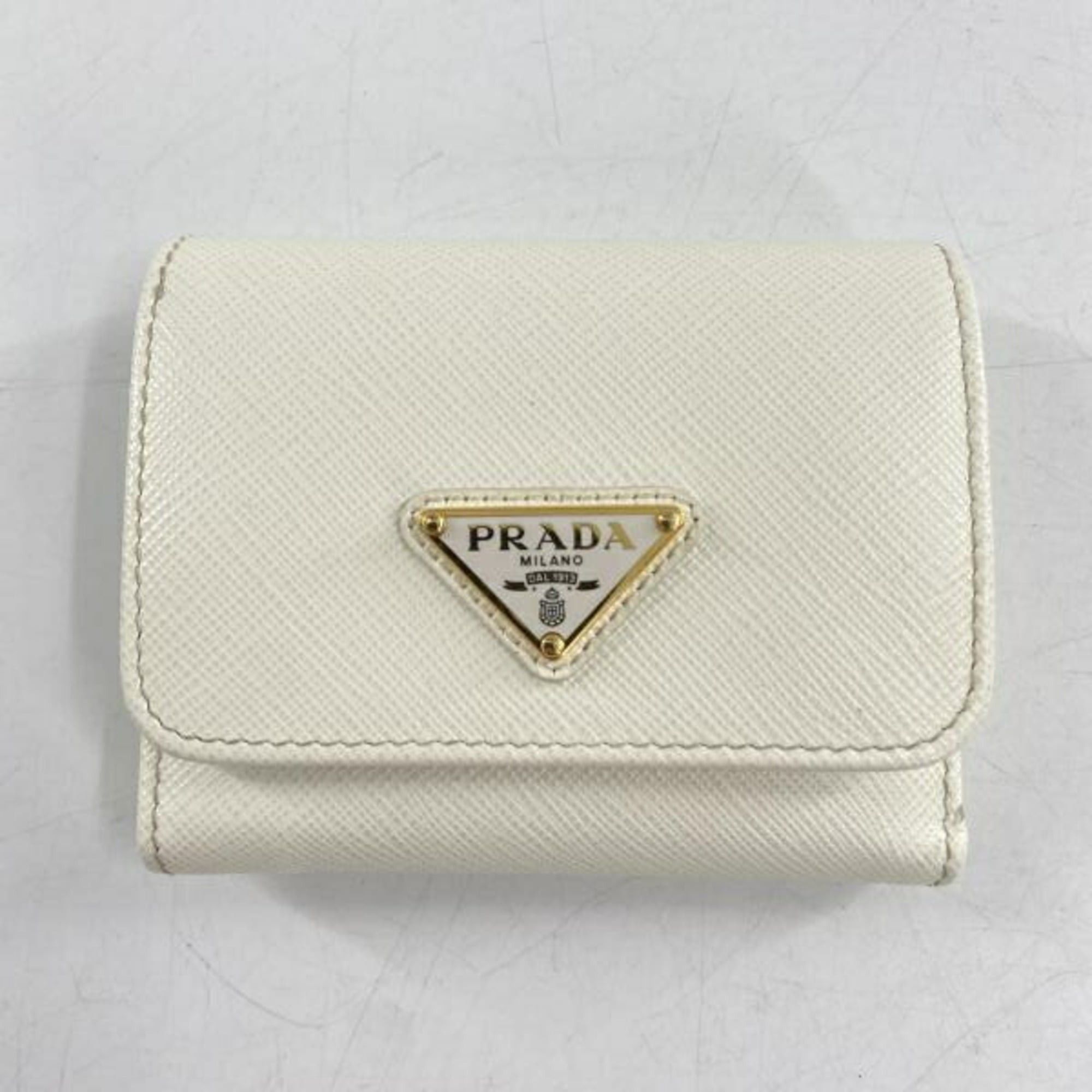 Prada PRADA Compact Wallet 1MH043 Saffiano White Prada Triangle Size ONE SIZE - 1 Thumbnail