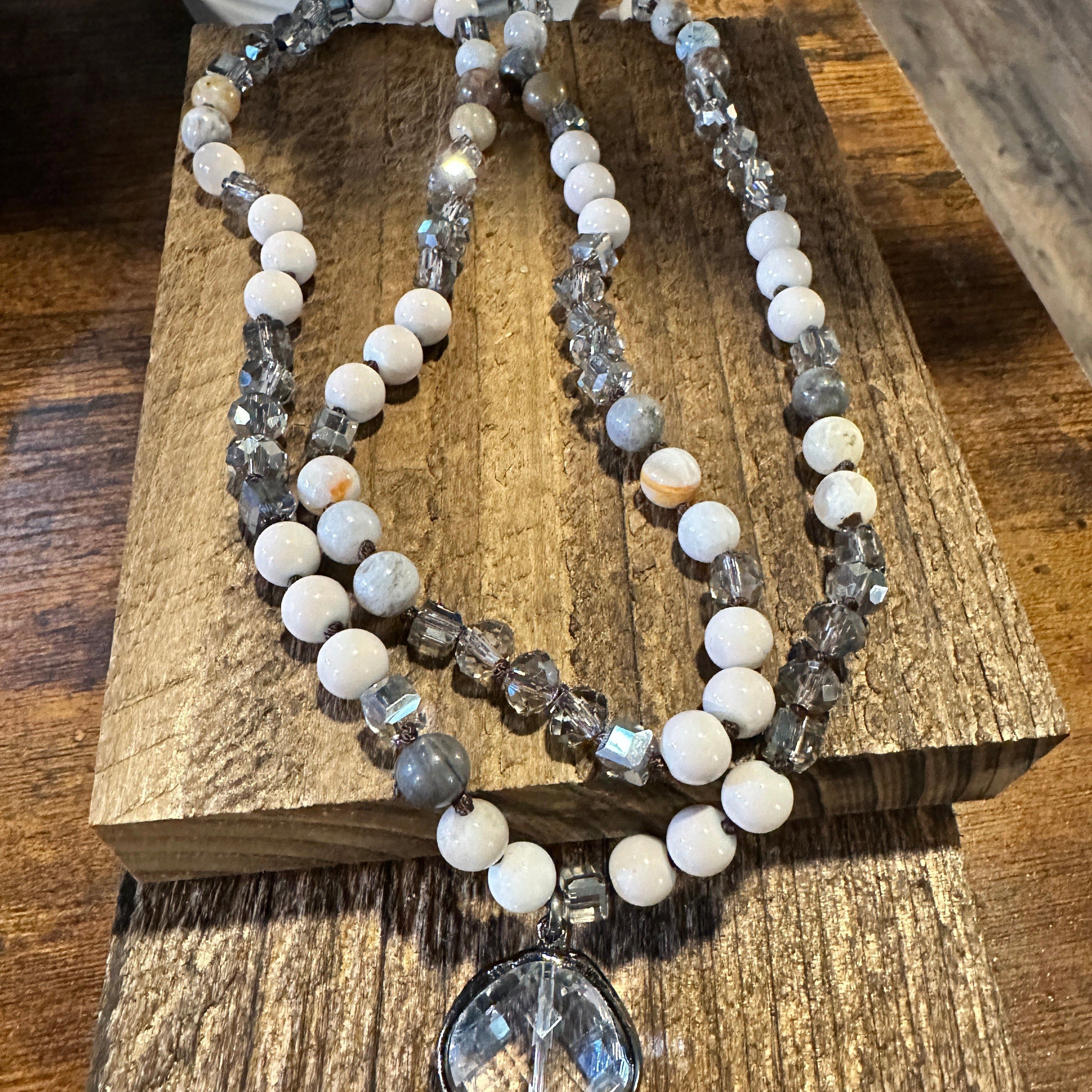 Other Bohemian Vintage Natural Stone Beaded Pendant Necklace | Tri Size ONE SIZE - 3 Thumbnail