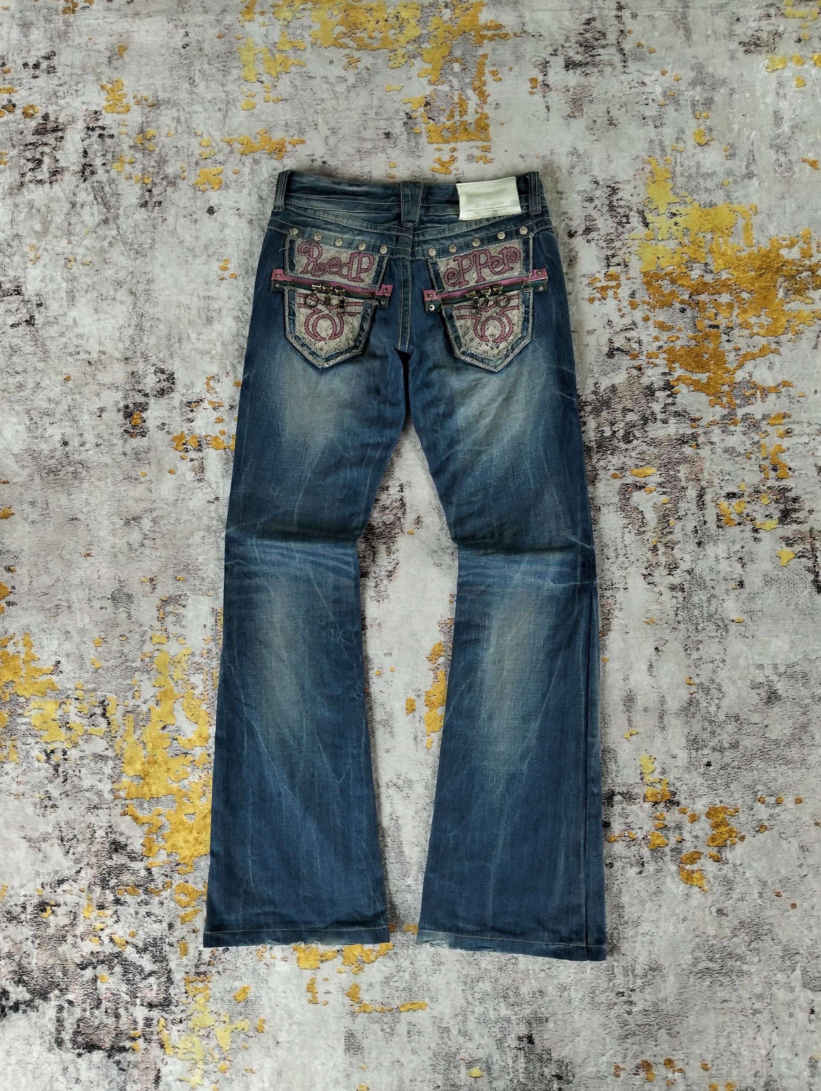 Tornado Mart Japanese Red Pepper Flared Bootcut Low Rise Jeans Size 26" / US 2 / IT 38 - 1 Thumbnail