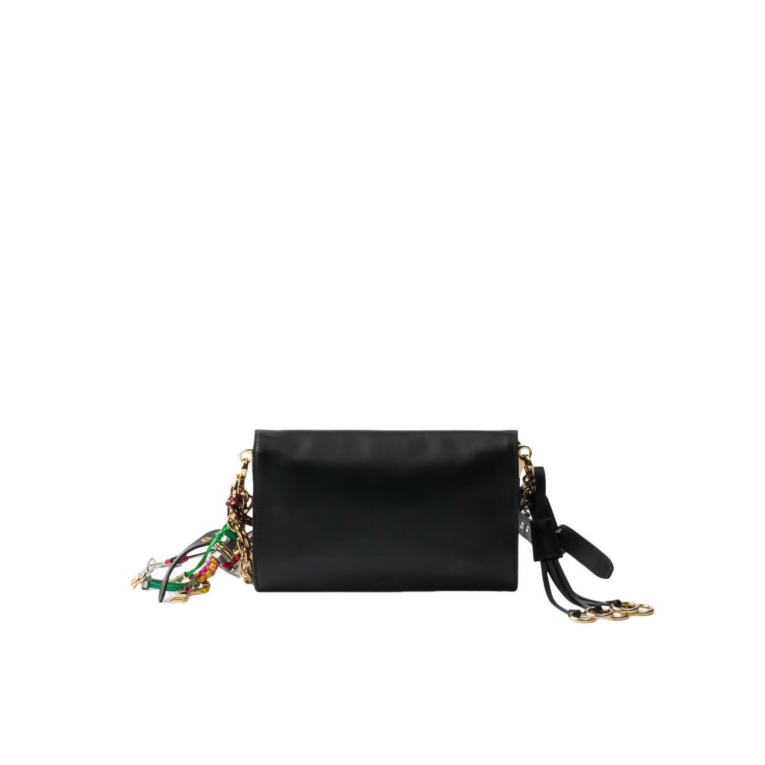 Prada PRADA Soft Sound Small $4000 Black Leather Charms Shoulder B Size ONE SIZE - 3 Thumbnail
