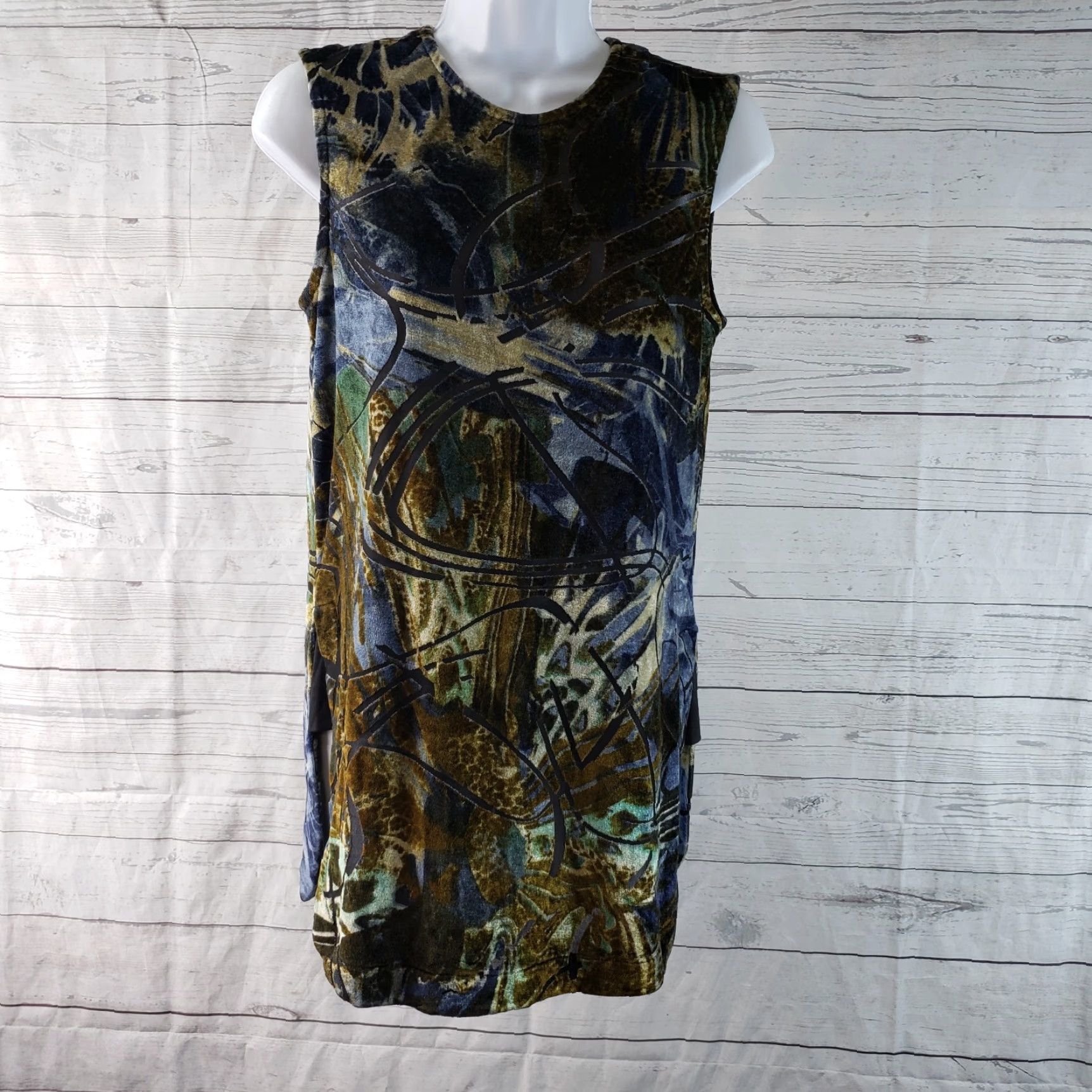 Velour Isle by Melis Kozan Womens Tank Top Sz S Velour Brown Blue Burnout Shirt Size S / US 4 / IT 40 - 2 Thumbnail