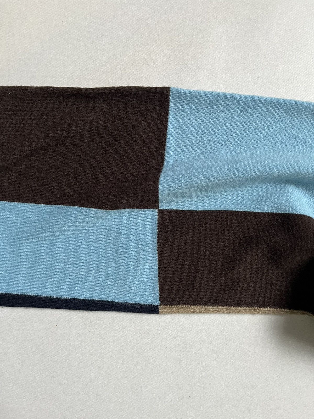 Drake's DRAKE`S LONDON Unisex Scotland Lambswool Blue Brown Scarf Size ONE SIZE - 8 Thumbnail